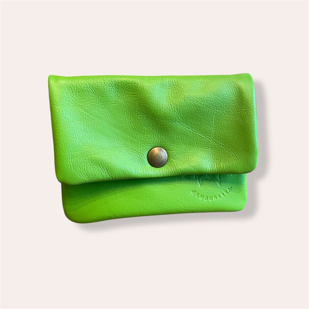 Recycled leather snap purse - Chartreuse