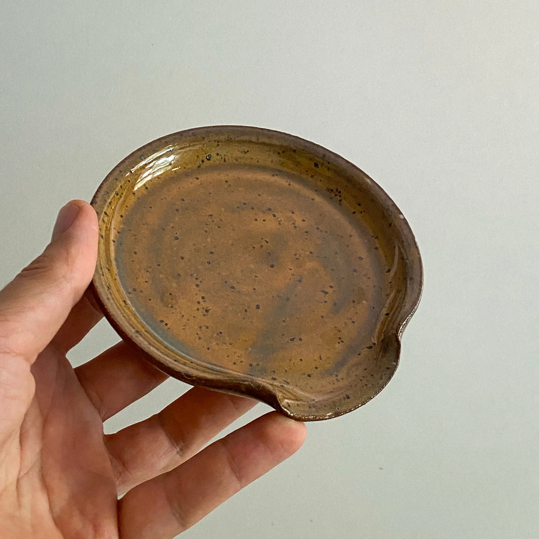 Repose-cuillère porcelaine - Aubergine
