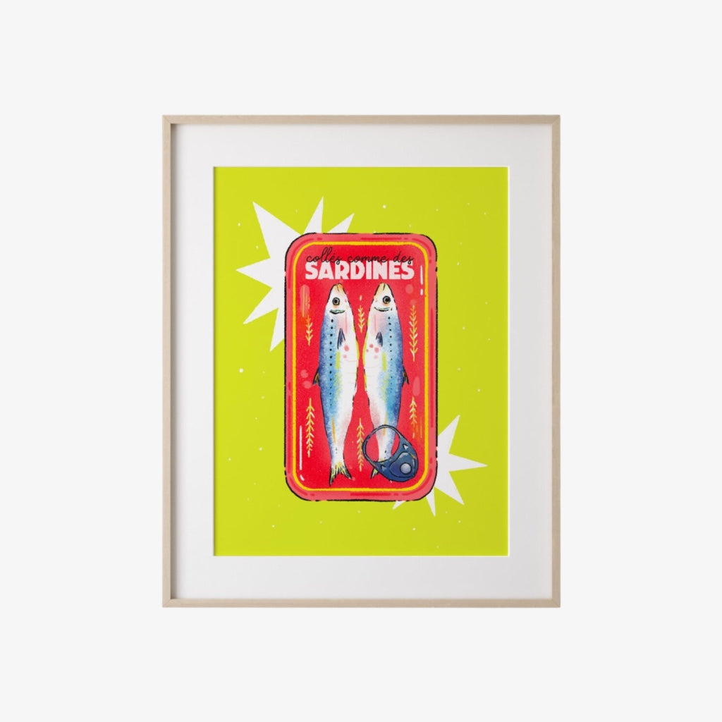 Affiche - Collés comme des sardines - 8 x 10 po