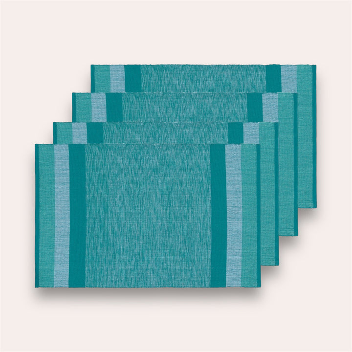 Napperons en coton recyclé (ensemble de 4) - Turquoise