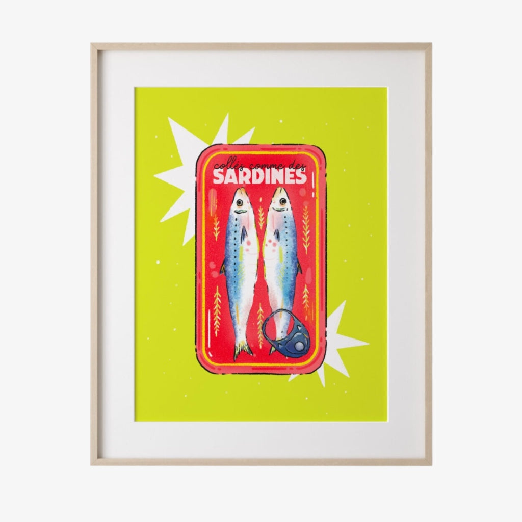 Affiche - Collés comme des sardines - 12 x 16 po