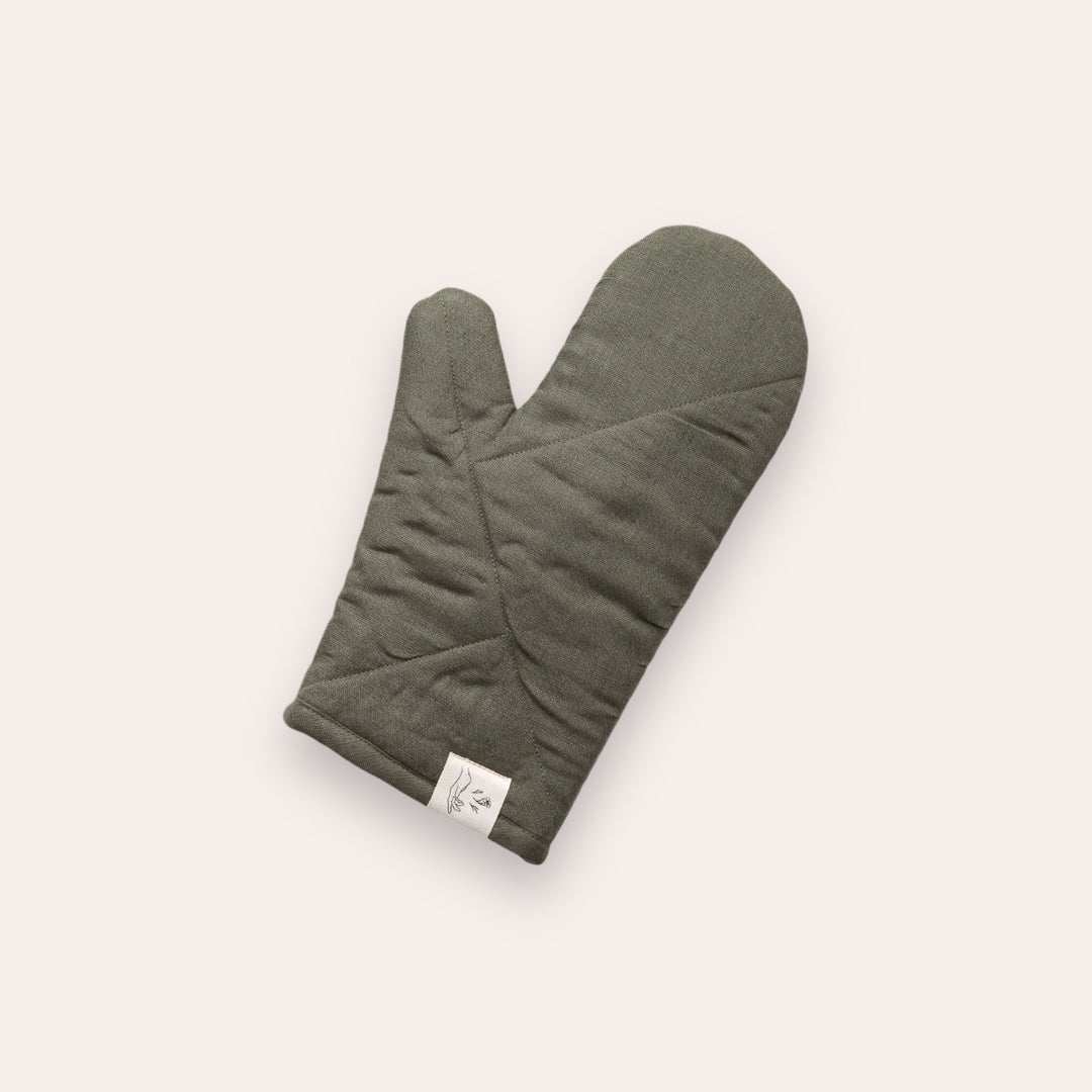 Linen Oven Mitt - Forest Green