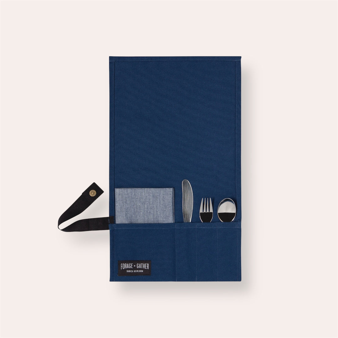 Cotton placemat with lunch utensils - Brown