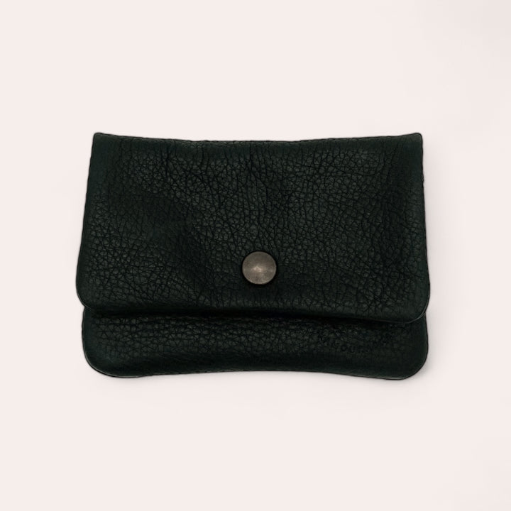 Recycled leather snap purse - Dark green
