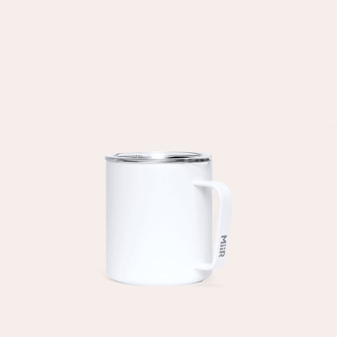 Tasse thermale avec poignée et couvercle coulissant - Blanc