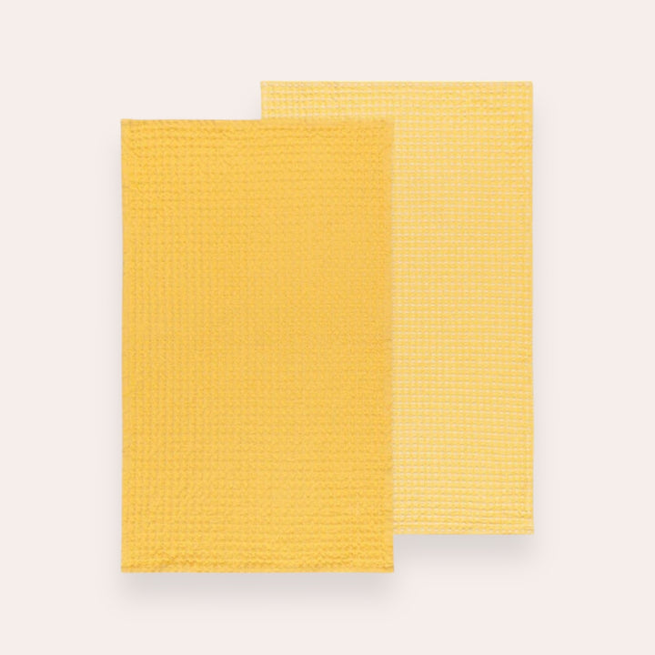 Linges à vaisselle en coton recyclé (ensemble de 2) - Gauffré Jaune