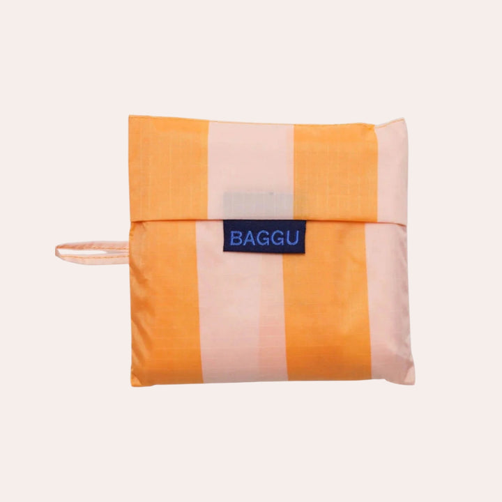 Reusable Bag with Carry Pouch - Tangerine Wide Stripe