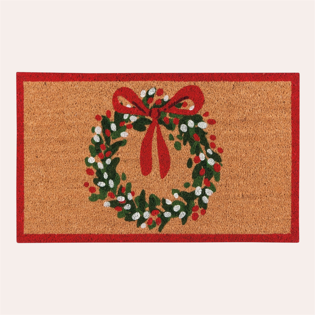Tapis d'entrée en fibre de coco - Couronne de Noël