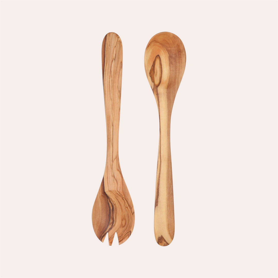 Ustensiles à salade en bois d'olivier (ensemble de 2)