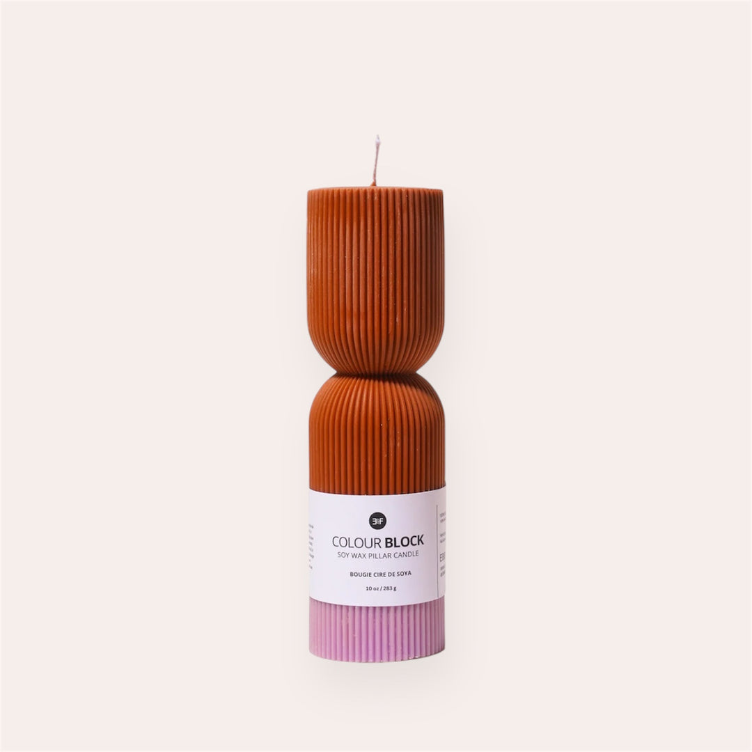 Bougie pilier - Orange brûlé et violet