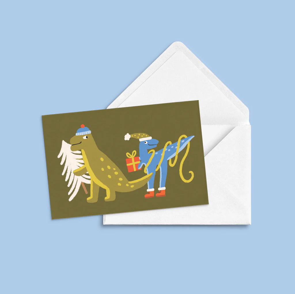 Carte de souhaits - Dinos festifs