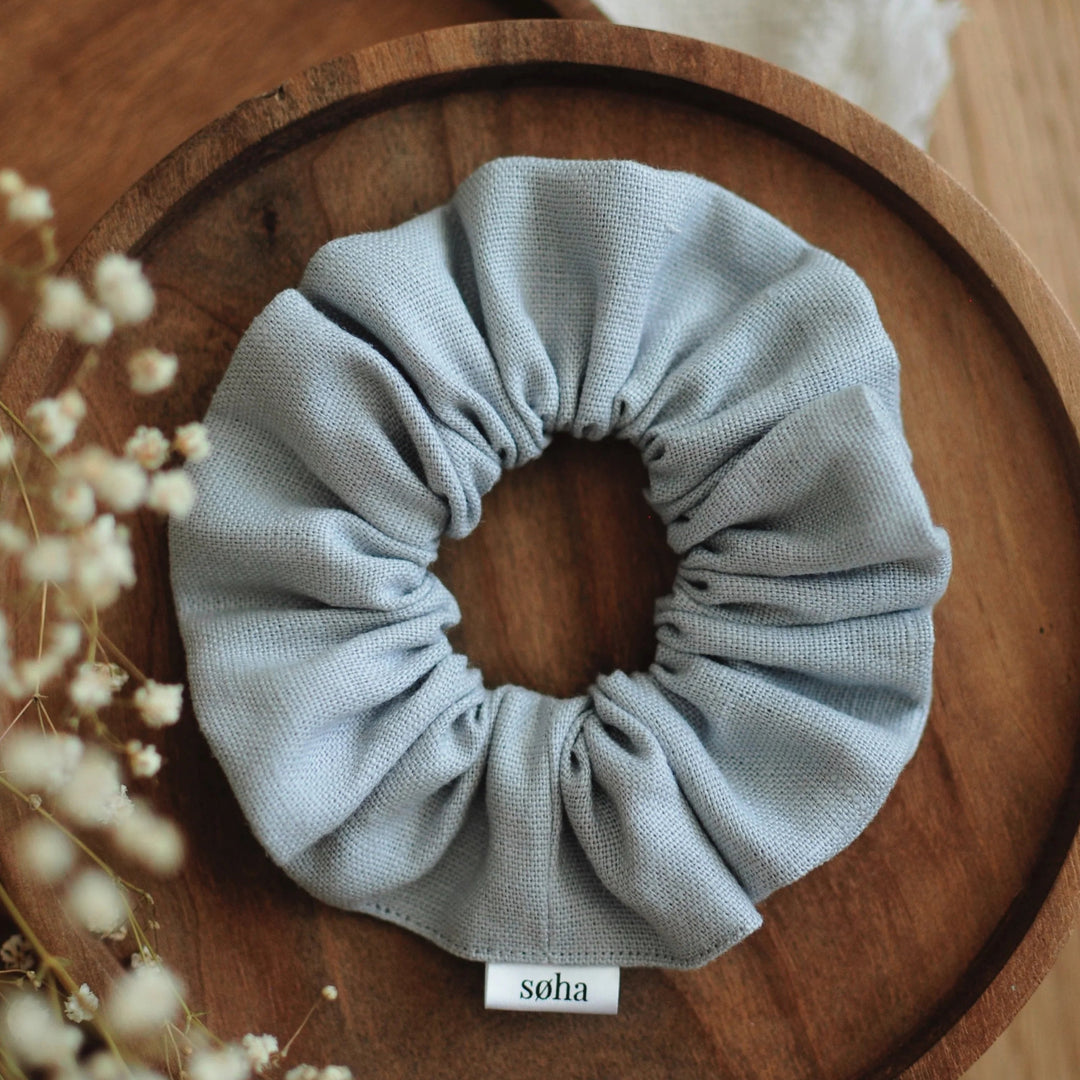 Chouchou en lin - Bleu Poudre