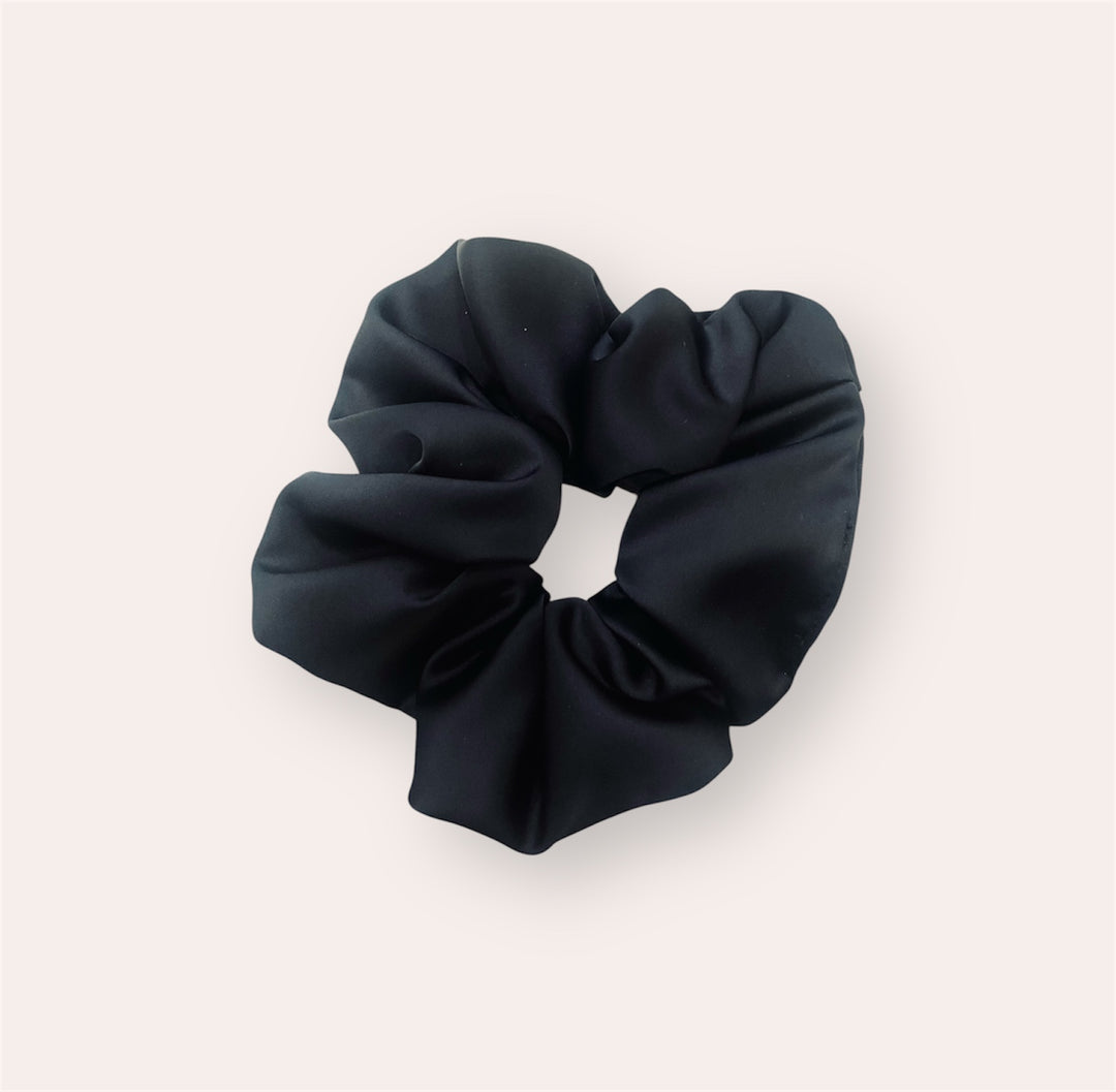 Chouchou large en satin - Noir