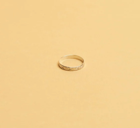 Bague - Jonc fleuri plat