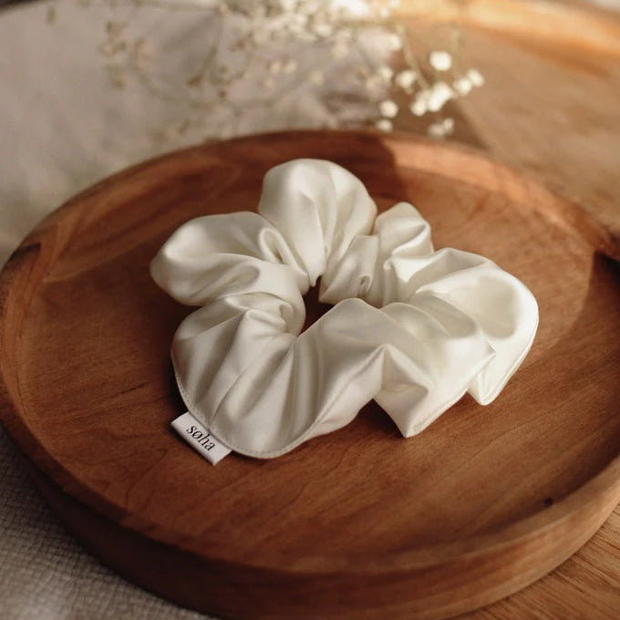Chouchou en satin - Blanc cassé