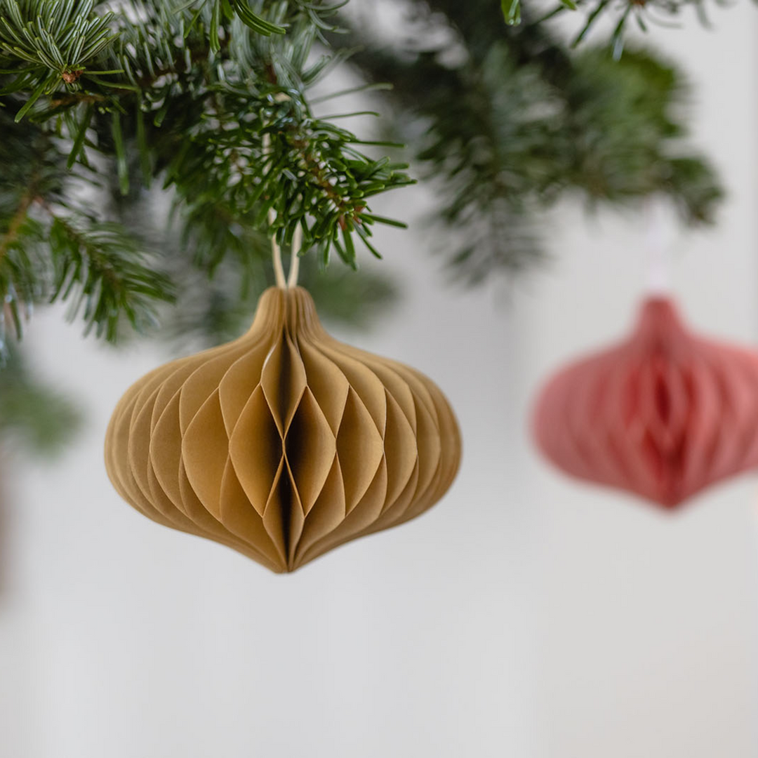 Ornement des fêtes en papier - Lanterne - Beige