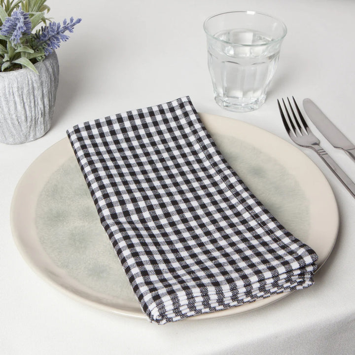 Serviettes de table (ensemble de 4) - Gingham noire