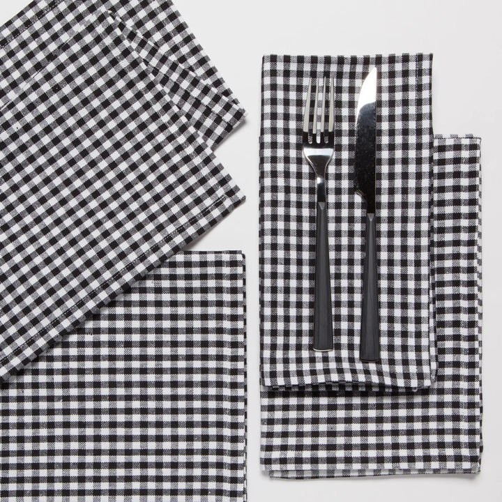 Serviettes de table (ensemble de 4) - Gingham noire