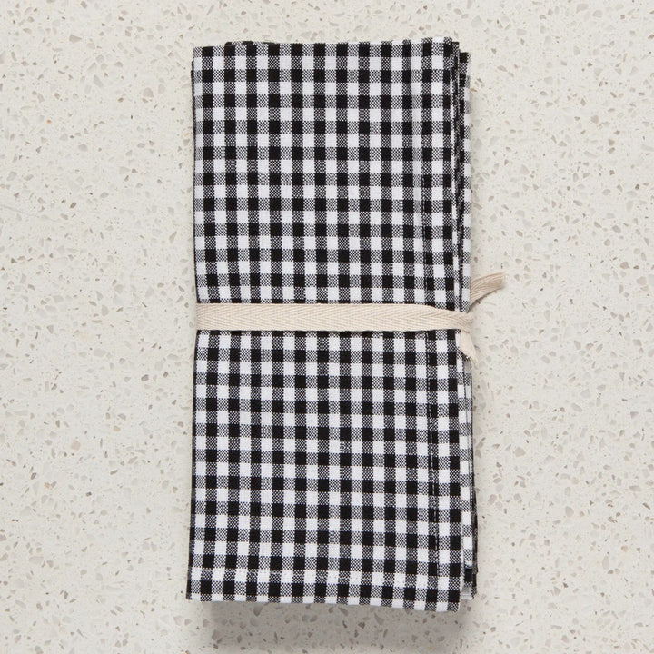 Serviettes de table (ensemble de 4) - Gingham noire