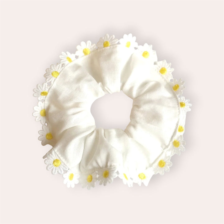 Chouchou à bordure - Marguerites - Blanc