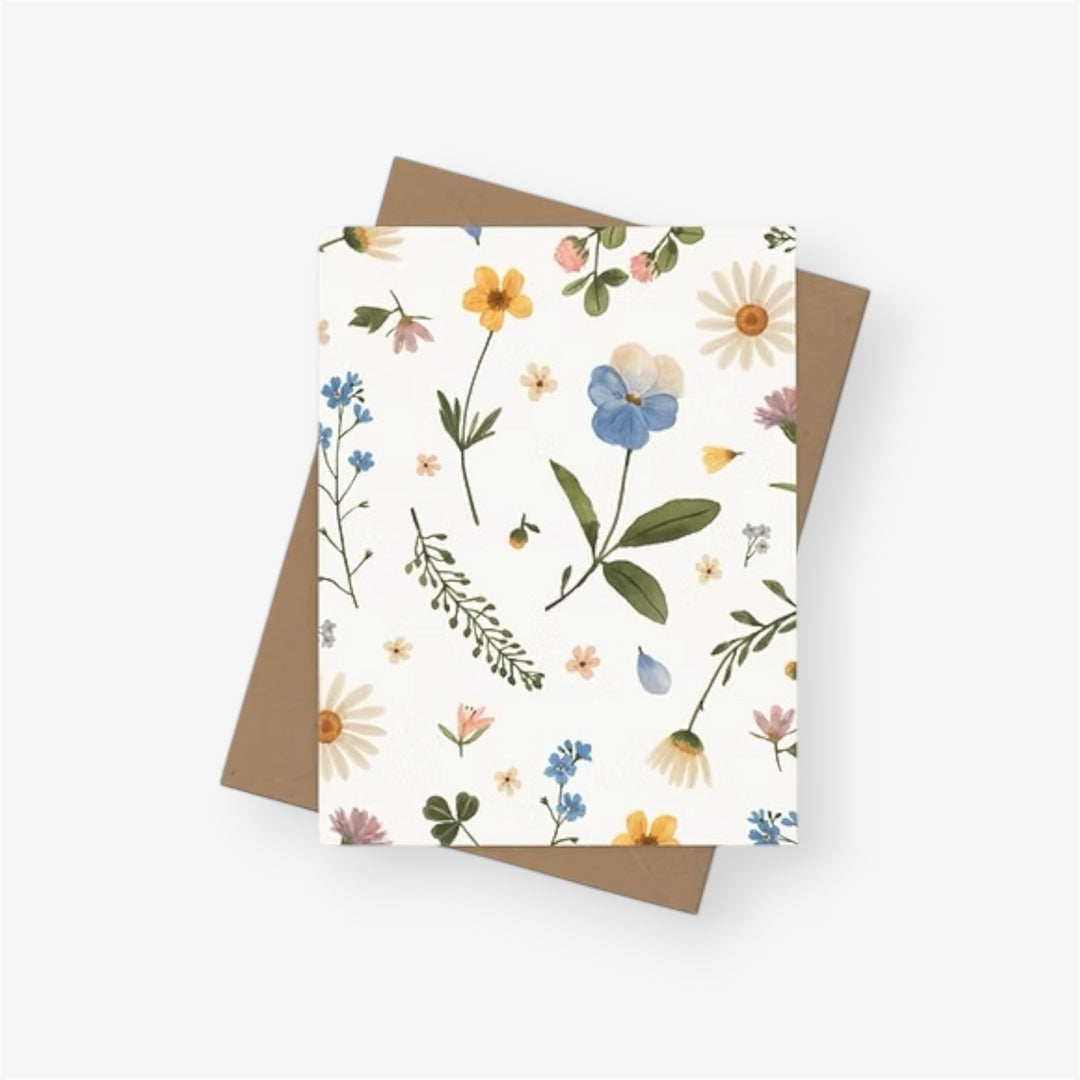 Carte de souhaits - Fleurs pressées