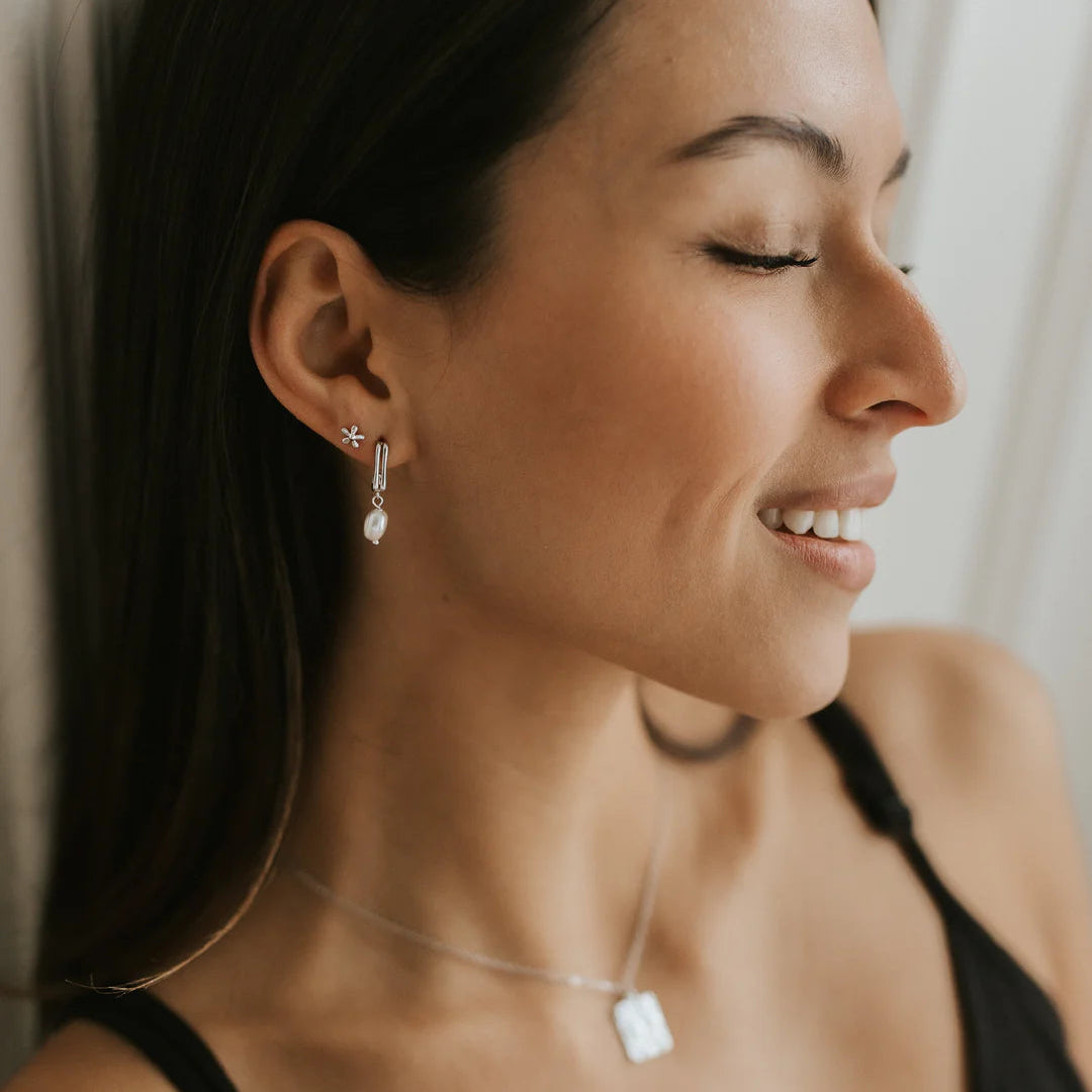 Boucle d'oreille - Camélia - Argent