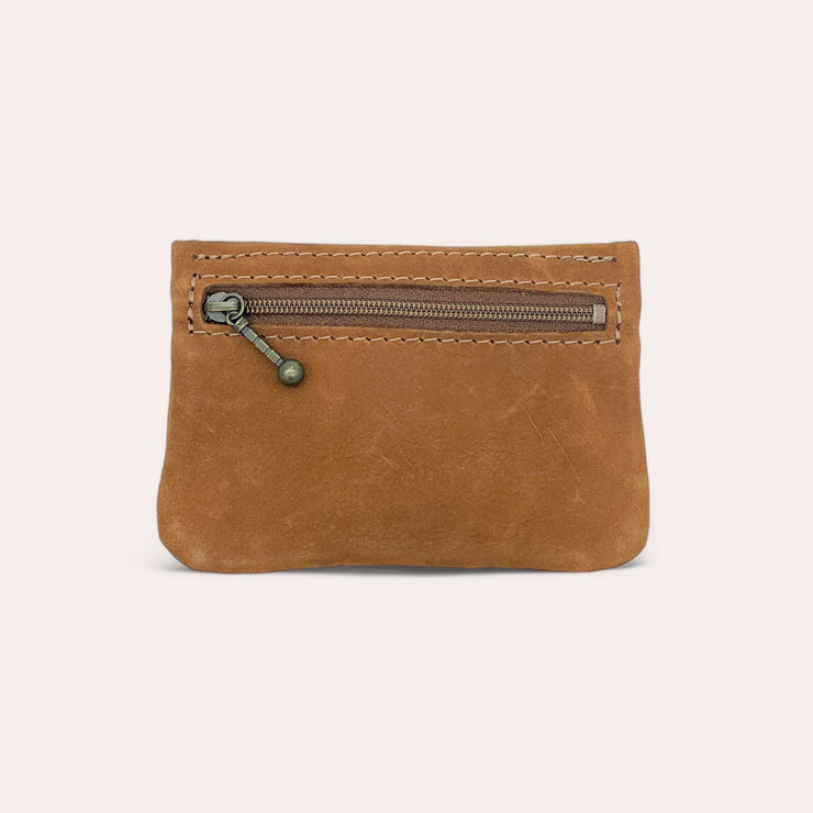 Recycled leather snap purse - Dark brown