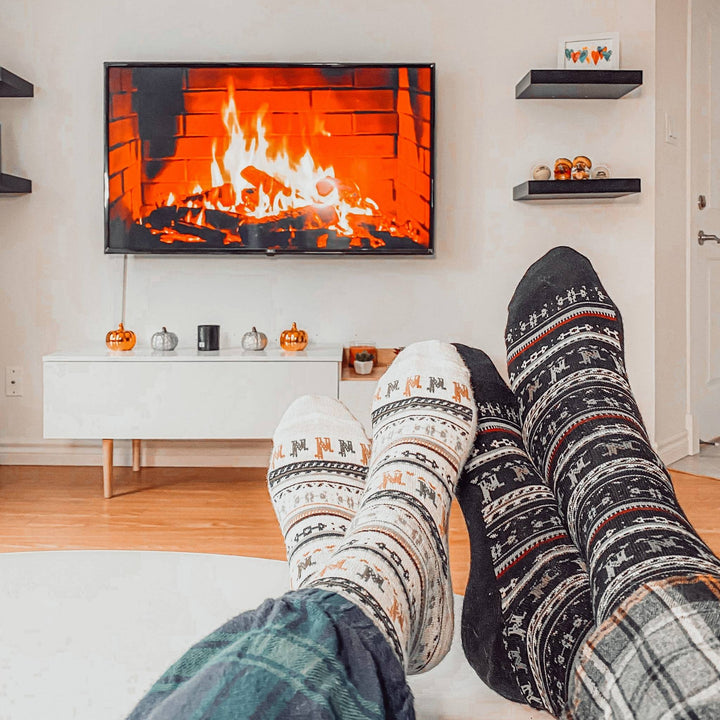 Chaussettes en Alpaga - Imprimé - Blanc