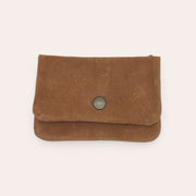 Recycled leather snap purse - Dark brown