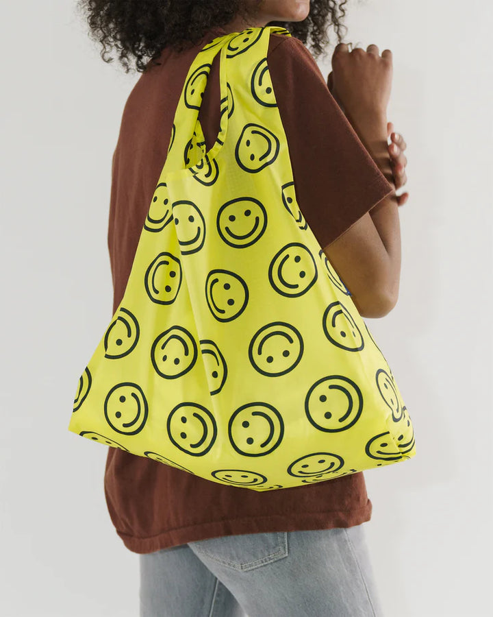 Sac réutilisable avec pochette de transport - Yellow Happy