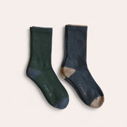 Chaussettes Pima - taille haute - Vert forêt et Charcoal (2 paires)