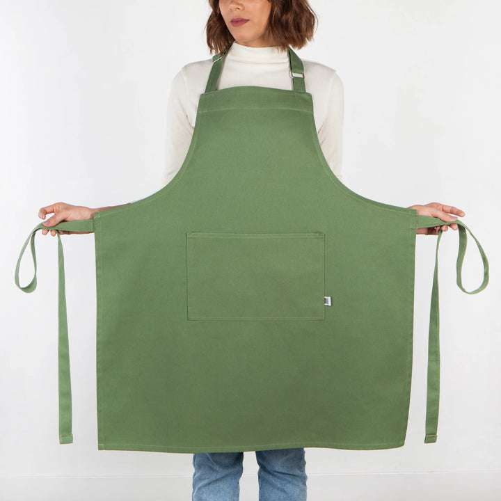 Tablier en coton doux - Vert orme