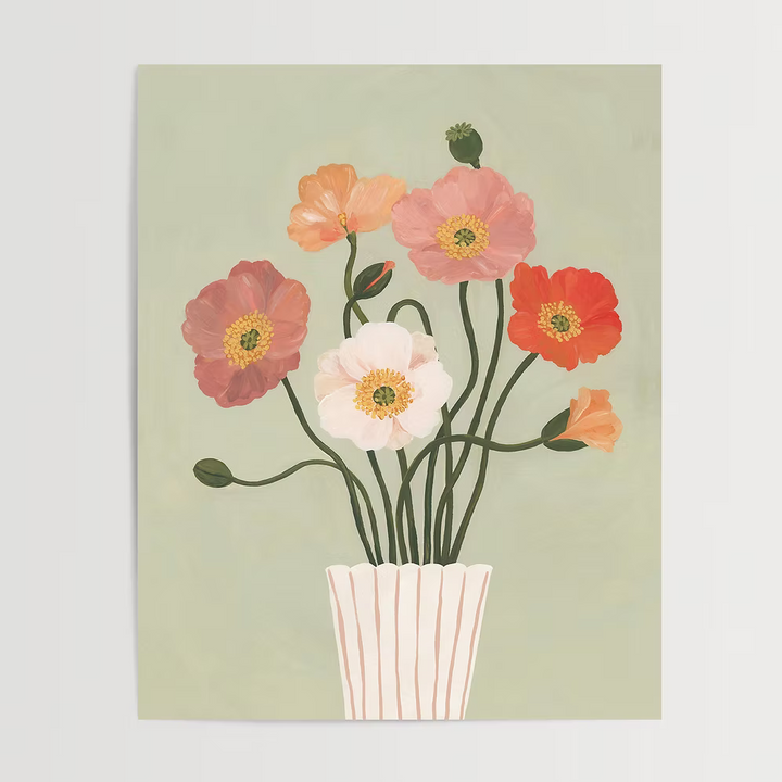 Affiche - Coquelicots pastel