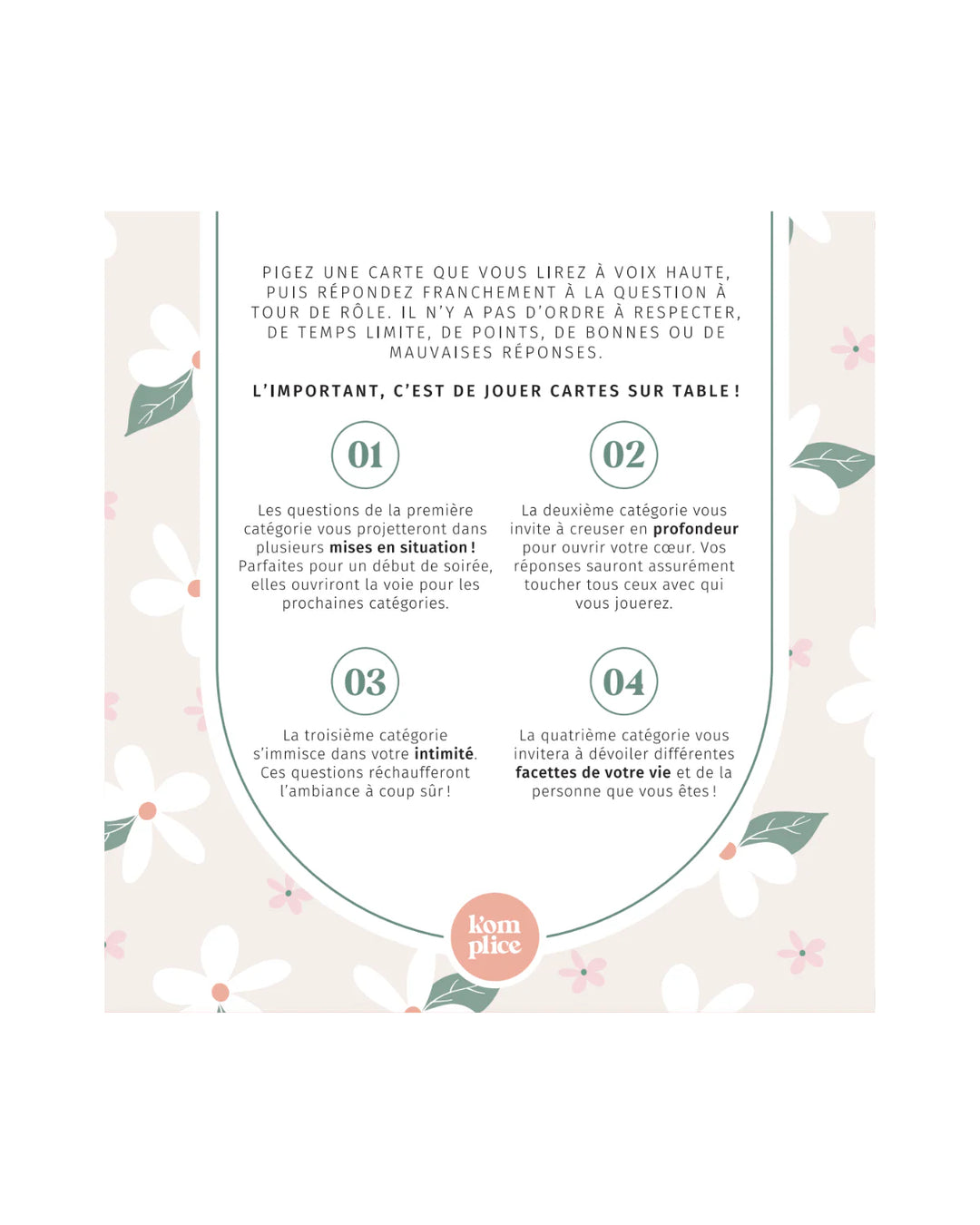 Jeu de conversation - Cartes sur table