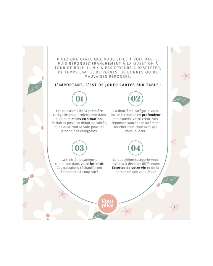Jeu de conversation - Cartes sur table