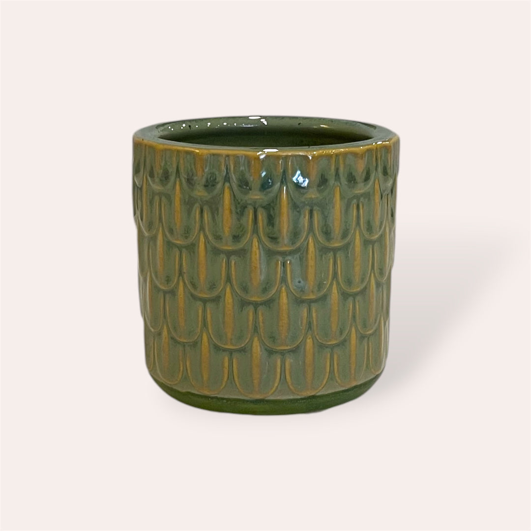 Planter pot - Embossed green - 2 in