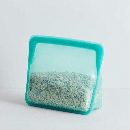 Reusable silicone bag on stand - Aqua - 1.7L