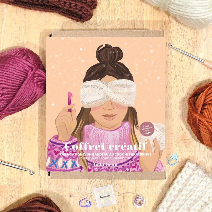 Coffret créatif - Bandeau au crochet en mérinos