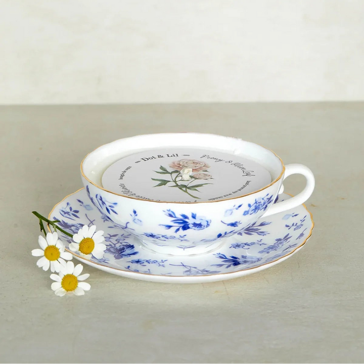 Tasse bougie - Pivoine et feuille d'olivier