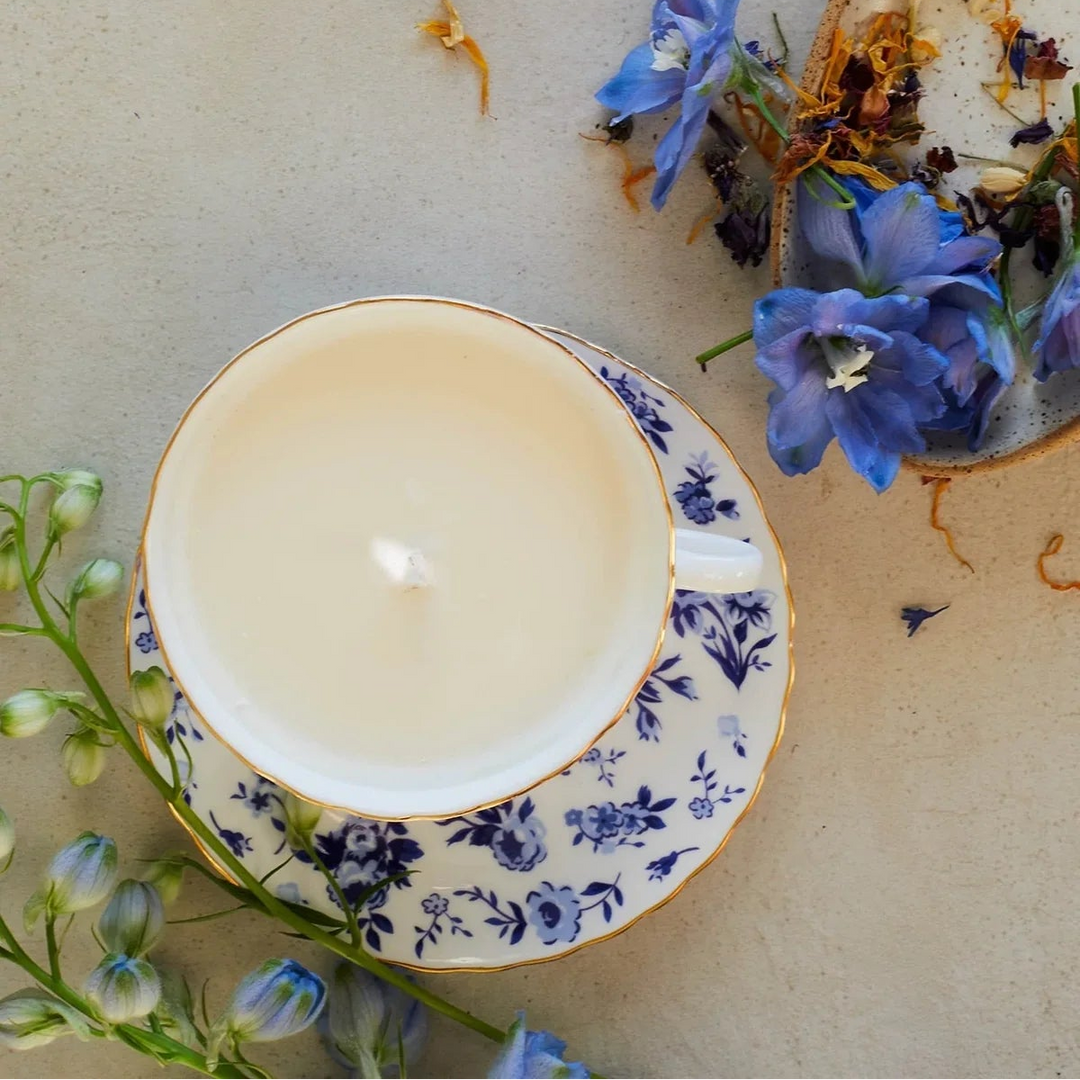 Tasse bougie - Pivoine et feuille d'olivier