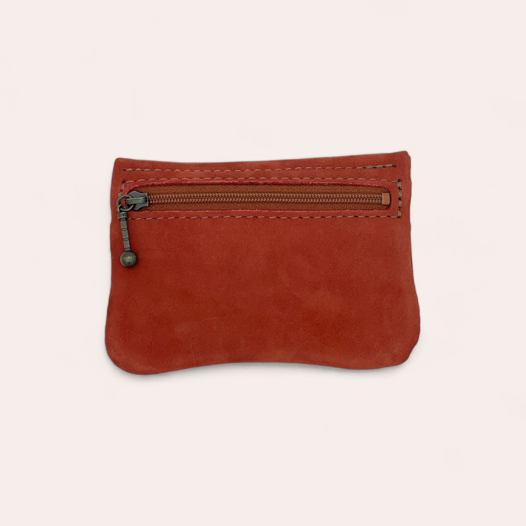 Recycled leather snap purse - Rust