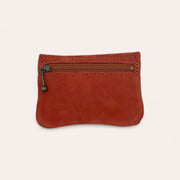 Recycled leather snap purse - Rust