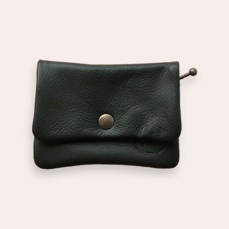 Snap wallet in recycled leather - Black