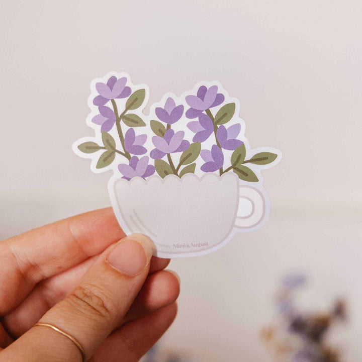 Autocollant en vinyle - Tasse Fleurs