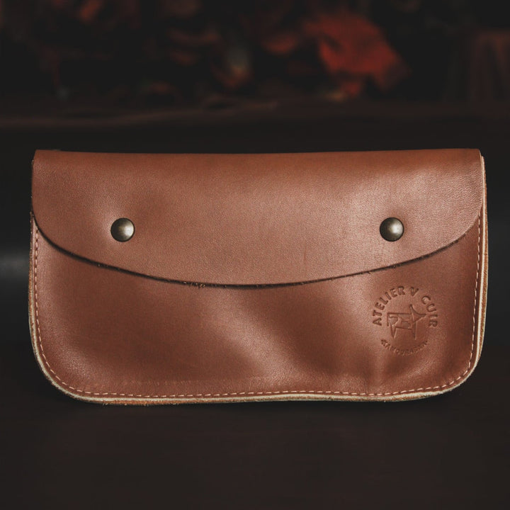 Étui en cuir recyclé - La Vintage - Brun