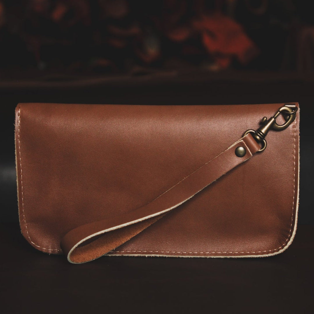 Étui en cuir recyclé - La Vintage - Brun