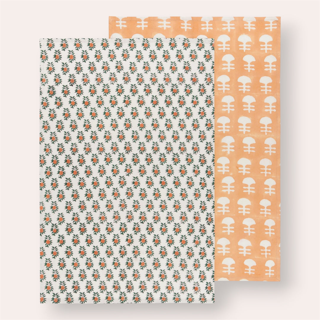 Linges à vaisselle 100% coton (ensemble de 2) - Gather Block Printed