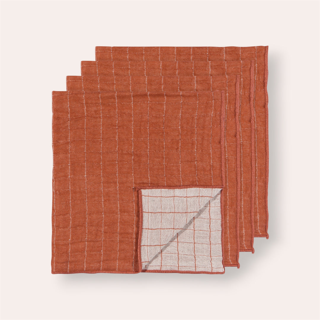 Serviettes de table (ensemble de 4) - Quadrillé Cannelle