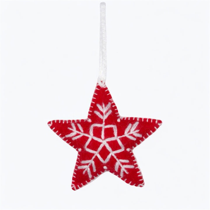 Ornement des fêtes en feutre de laine - Étoile rouge