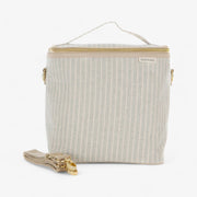 Linen and cotton lunch bag - Sand and gray striped